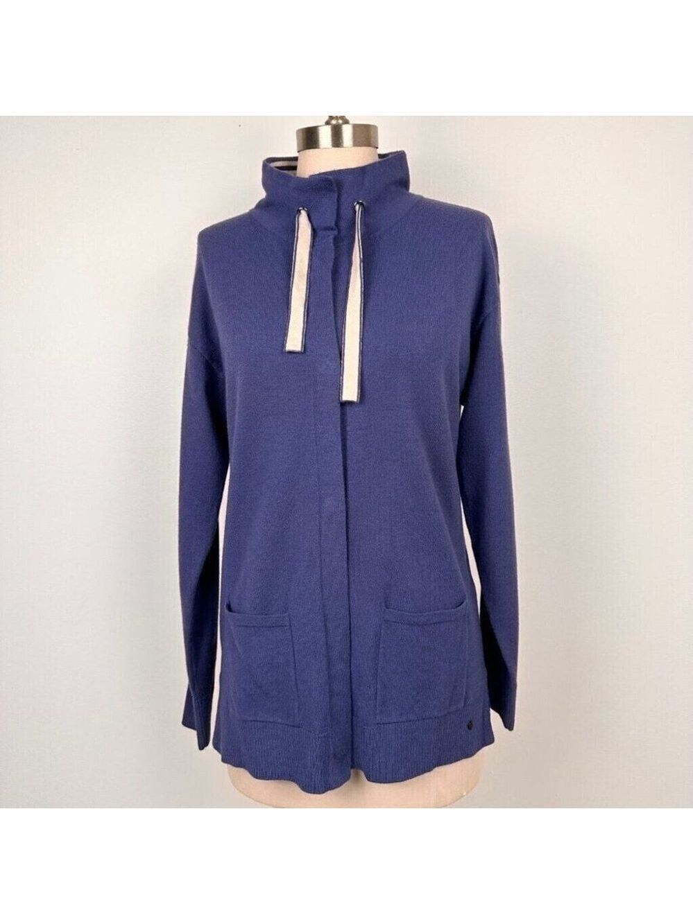 Olsen Women’s Snap Button Mock Neck Sweater Size 4 XS Blue Soft New